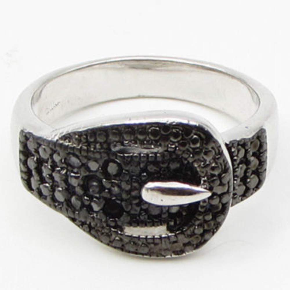 genuine black diamond 925 sterling silver ring 8
